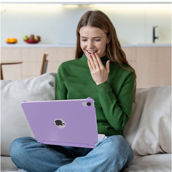 Touchpad Keyboard iPad Air Purple Light Up Keyboard Case - Picture 11 of 16